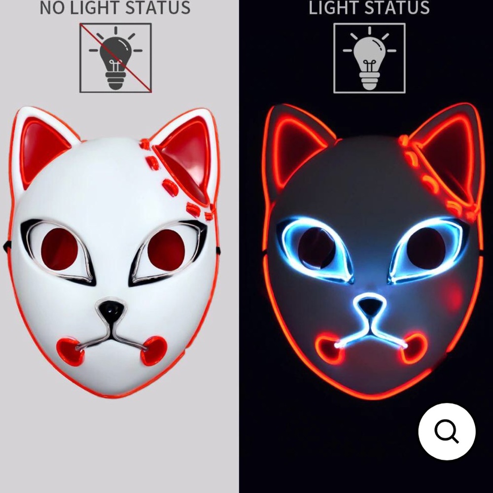DEMON SLAYER Tanjiro Glowing Fox Mask LED Light Up Mask Wall Art Cosplay